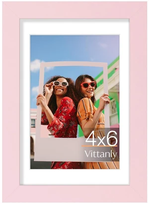 Vittanly 4x6 Picture Frame Matted for 3.5x5 Photos, Pale Pink Vittanly 4x6 Picture Frame Matted for 3.5x5 Photos, Pale Pink