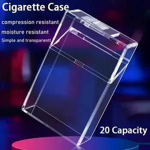 2 Pack Acrylic Transparent Cigarette Case, King Size 85mm 20 Capacity, Portable Display Box for Cigarettes Lipsticks Lighters, Home or Office Use (Clear) 2 Pack Acrylic Transparent Cigarette Case, King Size 85mm 20 Capacity, Portable Display Box for Cigarettes Lipsticks Lighters, Home or Office Use (Clear)