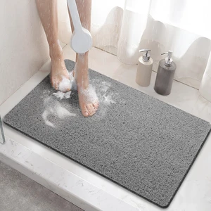 HITSLAM 24 x 16 Inch Non Slip Shower Mat with Drain Holes, Soft PVC Loofah Bathtub Mat, Quick Drying Bathroom Mat, Grey HITSLAM 24 x 16 Inch Non Slip Shower Mat with Drain Holes, Soft PVC Loofah Bathtub Mat, Quick Drying Bathroom Mat, Grey