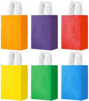 YEEHAW 24 Pack Kraft Paper Gift Bags with Handles 5.8"x3.2"x8.25" Party Favor Bags Bulk for Kids Birthday, Baby Shower, Crafts, Wedding, Party (6 Colors) YEEHAW 24 Pack Kraft Paper Gift Bags with Handles 5.8"x3.2"x8.25" Party Favor Bags Bulk for Kids Birthday, Baby Shower, Crafts, Wedding, Party (6 Colors)