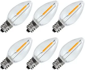 C7 LED Night Light Bulbs, 2200K Warm White, Clear Plastic, 6 Pack C7 LED Night Light Bulbs, 2200K Warm White, Clear Plastic, 6 Pack