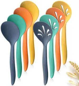 8-Piece 10-Inch Plastic Wheat Straw Serving & Slotted Spoons Set for Party Buffet Catering (Orange/Blue/Yellow/Green, Not for Cooking) 8-Piece 10-Inch Plastic Wheat Straw Serving & Slotted Spoons Set for Party Buffet Catering (Orange/Blue/Yellow/Green, Not for Cooking)