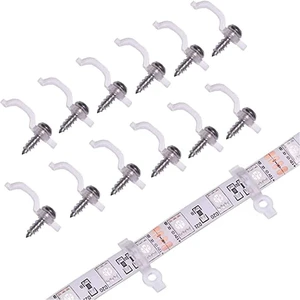 100 Pack 10mm Wide IP65 Waterproof 5050 LED Strip Light Mounting Bracket and Transparent Fixing Clips, One Side Fixing, with 100 Screws 100 Pack 10mm Wide IP65 Waterproof 5050 LED Strip Light Mounting Bracket and Transparent Fixing Clips, One Side Fixing, with 100 Screws