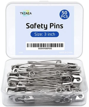 3 Inches Large Heavy Duty Safety Pins, Pack of 50 for Brooch Making, Blankets, Crafts, Cloth Curtain (SP) 3 Inches Large Heavy Duty Safety Pins, Pack of 50 for Brooch Making, Blankets, Crafts, Cloth Curtain (SP)