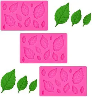3Pcs Silicone 3D Small Pink Leaf Fondant Molds for Rose Flower, Sugar Paste, Chocolate, Butter, Cake Decoration 3Pcs Silicone 3D Small Pink Leaf Fondant Molds for Rose Flower, Sugar Paste, Chocolate, Butter, Cake Decoration