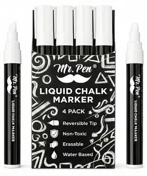 Mr. Pen Liquid Chalk Marker Pen, 4 Pack, 8 Labels Mr. Pen Liquid Chalk Marker Pen, 4 Pack, 8 Labels