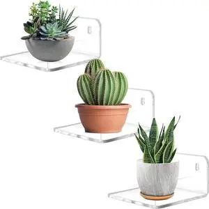 Acrylic Small Floating Wall Shelf - 3 Pack Clear, for Pop Figures, Plants, Pictures, Office Bedroom Living Room Acrylic Small Floating Wall Shelf - 3 Pack Clear, for Pop Figures, Plants, Pictures, Office Bedroom Living Room