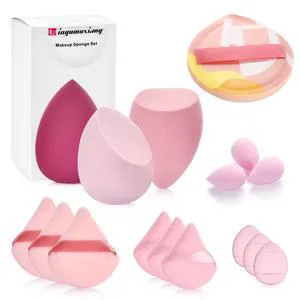 16PCS Makeup Sponge Set with Triangle Powder Puff, Beauty Blender Sponge, and Mini Sponge for Foundation, Concealer, and Powder 16PCS Makeup Sponge Set with Triangle Powder Puff, Beauty Blender Sponge, and Mini Sponge for Foundation, Concealer, and Powder