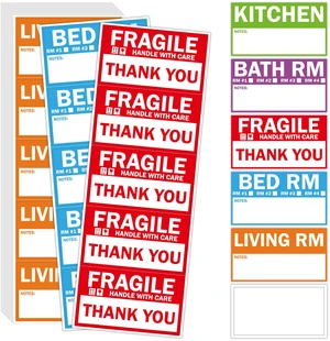 120PCS Home Moving Labels, 5-Color Coding Packing Box Stickers, with 20 Fragile Stickers & 20 Blank Ones, Apartment Moving Helper (Each 2 x 3.6 in) 120PCS Home Moving Labels, 5-Color Coding Packing Box Stickers, with 20 Fragile Stickers & 20 Blank Ones, Apartment Moving Helper (Each 2 x 3.6 in)