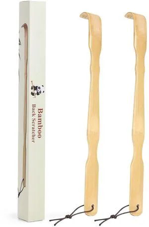 YIMICOO 2 Pack Wooden Bamboo Back Scratcher, 17 Inch Long Handle, for Adults, Men, Women, with Beautiful Gift Packaging YIMICOO 2 Pack Wooden Bamboo Back Scratcher, 17 Inch Long Handle, for Adults, Men, Women, with Beautiful Gift Packaging