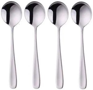 Baikai 7-Inch 18/10 Stainless Steel Soup Spoons, Bouillon Spoons, Dinner Spoons Set of 4 (Silver) Baikai 7-Inch 18/10 Stainless Steel Soup Spoons, Bouillon Spoons, Dinner Spoons Set of 4 (Silver)