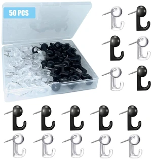 50 PCS Push Pin Hooks, Plastic Heads Decorative Cork Board Thumb Tack Hooks for Photo Wall, Bulletin Board, Home, Office, School Supplies, Black and Clear 50 PCS Push Pin Hooks, Plastic Heads Decorative Cork Board Thumb Tack Hooks for Photo Wall, Bulletin Board, Home, Office, School Supplies, Black and Clear
