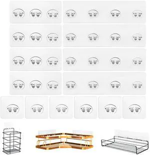 14 Pack Shower Caddy Adhesive Replacement, Strong Shower Shelf Adhesive Hooks for Corner Shelf Basket, Bathroom Rack, Kitchen Rack and Soap Holder 14 Pack Shower Caddy Adhesive Replacement, Strong Shower Shelf Adhesive Hooks for Corner Shelf Basket, Bathroom Rack, Kitchen Rack and Soap Holder
