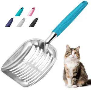 Heavy Duty Aluminum Alloy Litter Box Scoop with Deep Mesh, Metal Scooper, Plastic Handle, Christmas Sifting Shovel, Easy Waste Removal and Cleaning, Lake Blue Heavy Duty Aluminum Alloy Litter Box Scoop with Deep Mesh, Metal Scooper, Plastic Handle, Christmas Sifting Shovel, Easy Waste Removal and Cleaning, Lake Blue