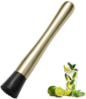 8Inch Stainless Steel Cocktail Muddler and Mixing Spoon Set, Gold 8Inch Stainless Steel Cocktail Muddler and Mixing Spoon Set, Gold