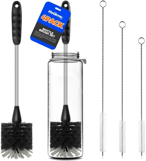 Holikme 4 Pack 14" Stainless Steel Straw Cleaner Bottle Brush, Black Holikme 4 Pack 14" Stainless Steel Straw Cleaner Bottle Brush, Black