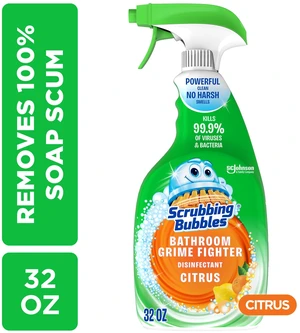 Scrubbing Bubbles Disinfectant Bathroom Shower & Tub Cleaner Grime Fighter Spray, 32 oz, Citrus Scrubbing Bubbles Disinfectant Bathroom Shower & Tub Cleaner Grime Fighter Spray, 32 oz, Citrus