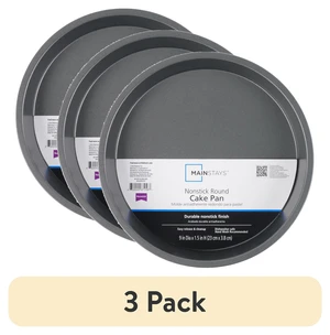 Mainstays 3 Pack 9" x 9" Round Nonstick Steel Cake Pan, Dark Gray Mainstays 3 Pack 9" x 9" Round Nonstick Steel Cake Pan, Dark Gray