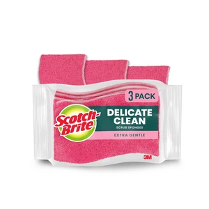 Scotch-Brite Sponge for Delicate Surfaces, Gentle Safe Cleaning, 3 Scrubbers Scotch-Brite Sponge for Delicate Surfaces, Gentle Safe Cleaning, 3 Scrubbers