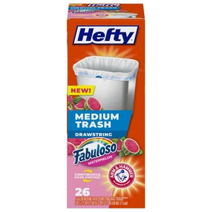 Hefty 8 Gallon Medium Trash Bags, White, Fabuloso Watermelon Scent, 26ct Hefty 8 Gallon Medium Trash Bags, White, Fabuloso Watermelon Scent, 26ct