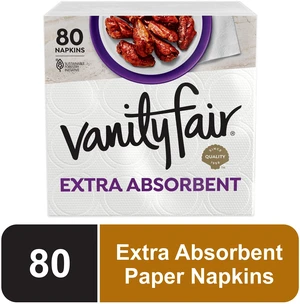 Vanity Fair Extra Absorbent 6.4 in x 6.45 in 2-Ply White Napkins (80 Count) Vanity Fair Extra Absorbent 6.4 in x 6.45 in 2-Ply White Napkins (80 Count)