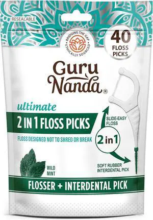 Dental Floss Picks, 2 in 1 Interdental Pick for Braces, 40ct Dental Floss Picks, 2 in 1 Interdental Pick for Braces, 40ct