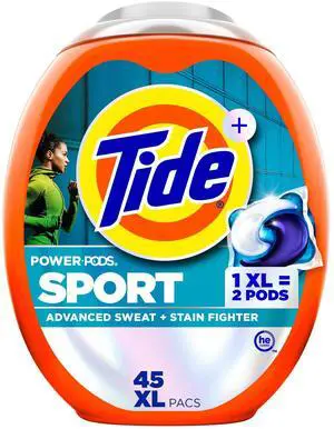 Tide Power Pods Laundry Detergent Soap Packs with Febreze, Sport Odor Defense, 45 Count Tide Power Pods Laundry Detergent Soap Packs with Febreze, Sport Odor Defense, 45 Count