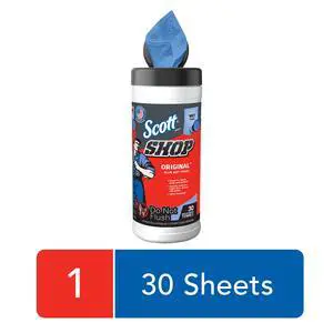Scott Shop Blue Wet Towels, 1 Canister, 30 Sheets Scott Shop Blue Wet Towels, 1 Canister, 30 Sheets