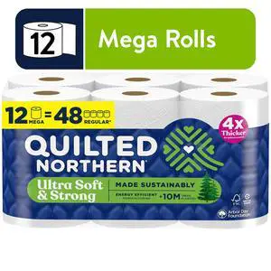 Quilted Northern Ultra Soft & Strong 2-Ply Toilet Paper, 12 Mega Rolls, 255 Sheets Per Roll Quilted Northern Ultra Soft & Strong 2-Ply Toilet Paper, 12 Mega Rolls, 255 Sheets Per Roll