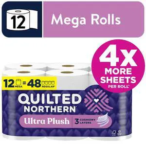Quilted Northern Ultra Plush 3-Ply Toilet Paper, 12 Mega Rolls, 255 Sheets per Roll Quilted Northern Ultra Plush 3-Ply Toilet Paper, 12 Mega Rolls, 255 Sheets per Roll