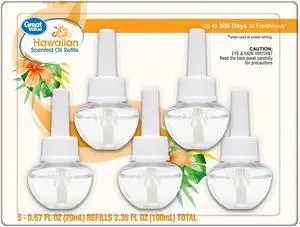 Great Value Hawaiian Plug-In Air Freshener Refills, 5 Count, Up to 300 Days of Freshness Great Value Hawaiian Plug-In Air Freshener Refills, 5 Count, Up to 300 Days of Freshness