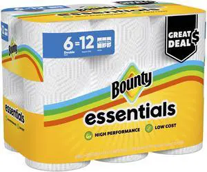 Bounty Essentials Paper Towels Select-A-Size 6 Double Rolls, White, 108 Sheets Per Roll Bounty Essentials Paper Towels Select-A-Size 6 Double Rolls, White, 108 Sheets Per Roll