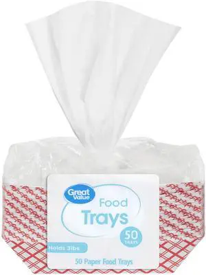 Great Value Disposable Paper Food Trays, Holds Up to 3 lb, 50 Count Great Value Disposable Paper Food Trays, Holds Up to 3 lb, 50 Count
