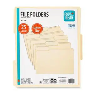Pen+Gear Manila File Folders, Letter Size, 25 Count Pen+Gear Manila File Folders, Letter Size, 25 Count