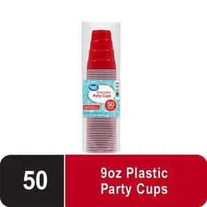 Great Value Disposable Plastic Party Cups, Red, 9 oz, 50 Count Great Value Disposable Plastic Party Cups, Red, 9 oz, 50 Count