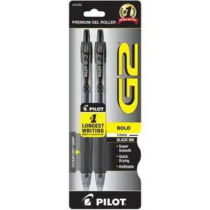 Pilot G2 Retractable Gel Ink Pens, Bold Point, Black, 2 Count Pilot G2 Retractable Gel Ink Pens, Bold Point, Black, 2 Count
