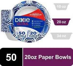 Dixie Ultra Disposable Paper Bowls, 20 oz, Multi-Color, 50 Count Dixie Ultra Disposable Paper Bowls, 20 oz, Multi-Color, 50 Count