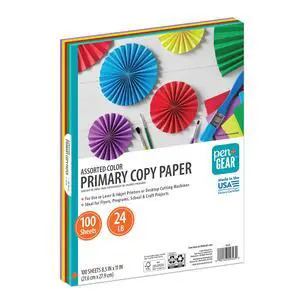 Pen+Gear Assorted Primary Copy Paper, 8.5" x 11", 24 lb, 100 Sheets Pen+Gear Assorted Primary Copy Paper, 8.5" x 11", 24 lb, 100 Sheets