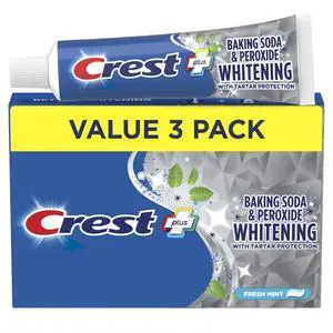 Crest Plus Baking Soda & Peroxide Whitening Toothpaste, Fresh Mint, 5.7 oz, Pack of 3 Crest Plus Baking Soda & Peroxide Whitening Toothpaste, Fresh Mint, 5.7 oz, Pack of 3