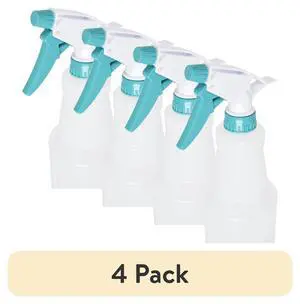 (4 pack) Mainstays Plastic Clear Spray Bottle with Teal Lid and Nozzle, 28 oz. (4 pack) Mainstays Plastic Clear Spray Bottle with Teal Lid and Nozzle, 28 oz.