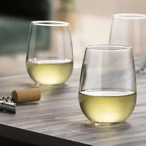 (4 pack) Mainstays Clear Stemless Wine Glass Set, 17 oz (4 pack) Mainstays Clear Stemless Wine Glass Set, 17 oz