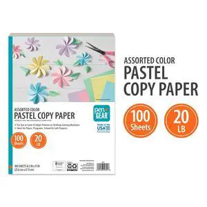 Pen+Gear Assorted Pastel Copy Paper, 8.5" x 11", 20 lb, 100 Sheets Pen+Gear Assorted Pastel Copy Paper, 8.5" x 11", 20 lb, 100 Sheets