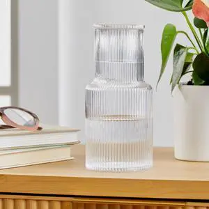 Better Homes & Gardens Glass 30 oz Ribbed Carafe, Clear Better Homes & Gardens Glass 30 oz Ribbed Carafe, Clear