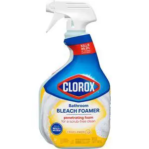 Clorox Bleach Foamer Bathroom and Shower Cleaner Spray, Crisp Lemon, 30 fl oz Clorox Bleach Foamer Bathroom and Shower Cleaner Spray, Crisp Lemon, 30 fl oz