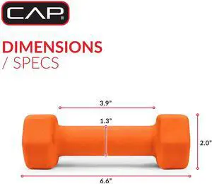 CAP, 3lb Neoprene Dumbbell, Orange, Single CAP, 3lb Neoprene Dumbbell, Orange, Single