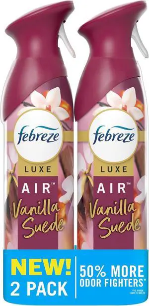 Febreze Air Mist, Air Freshener Spray, Odor Fighting Room Spray, Deodorizer for Home Bathroom Kitchen Office Apartment Dorm Room Classroom, Vanilla Suede, 8.1oz, 2ct Febreze Air Mist, Air Freshener Spray, Odor Fighting Room Spray, Deodorizer for Home Bathroom Kitchen Office Apartment Dorm Room Classroom, Vanilla Suede, 8.1oz, 2ct