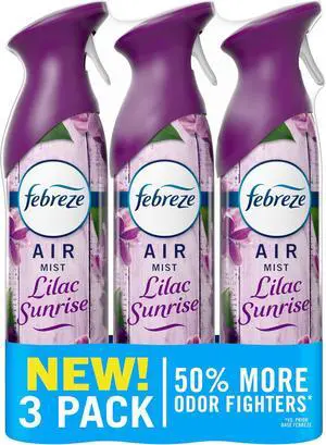 Febreze Air Mist, Air Freshener Spray, Odor Fighting Room Spray, Deodorizer for Home Bathroom Kitchen Office Apartment Dorm Room Classroom, Lilac Sunrise Scent, 8.1oz (Pack of 3) Febreze Air Mist, Air Freshener Spray, Odor Fighting Room Spray, Deodorizer for Home Bathroom Kitchen Office Apartment Dorm Room Classroom, Lilac Sunrise Scent, 8.1oz (Pack of 3)