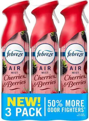 Febreze Air Mist, Air Freshener Spray, Odor Fighting Room Spray, Deodorizer for Home Bathroom Kitchen Office Apartment Dorm Room Classroom, Cherries & Berries Scent, 8.1oz (Pack of 3) Febreze Air Mist, Air Freshener Spray, Odor Fighting Room Spray, Deodorizer for Home Bathroom Kitchen Office Apartment Dorm Room Classroom, Cherries & Berries Scent, 8.1oz (Pack of 3)