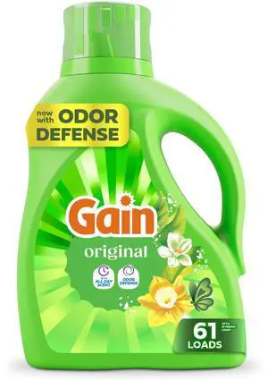 Gain Liquid Laundry Detergent with Odor Defense Original Scent for HE Washing Machines 81fl oz 61Loads Gain Liquid Laundry Detergent with Odor Defense Original Scent for HE Washing Machines 81fl oz 61Loads
