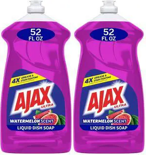 Ajax Ultra Liquid Dish Soap 52 fl oz (Pack of 2), Fabuloso Watermelon Scent, Fights Grease & Stuck-On Stains, Deep Cleaning Action, Mess-Free, Easy-Flip Cap Ajax Ultra Liquid Dish Soap 52 fl oz (Pack of 2), Fabuloso Watermelon Scent, Fights Grease & Stuck-On Stains, Deep Cleaning Action, Mess-Free, Easy-Flip Cap